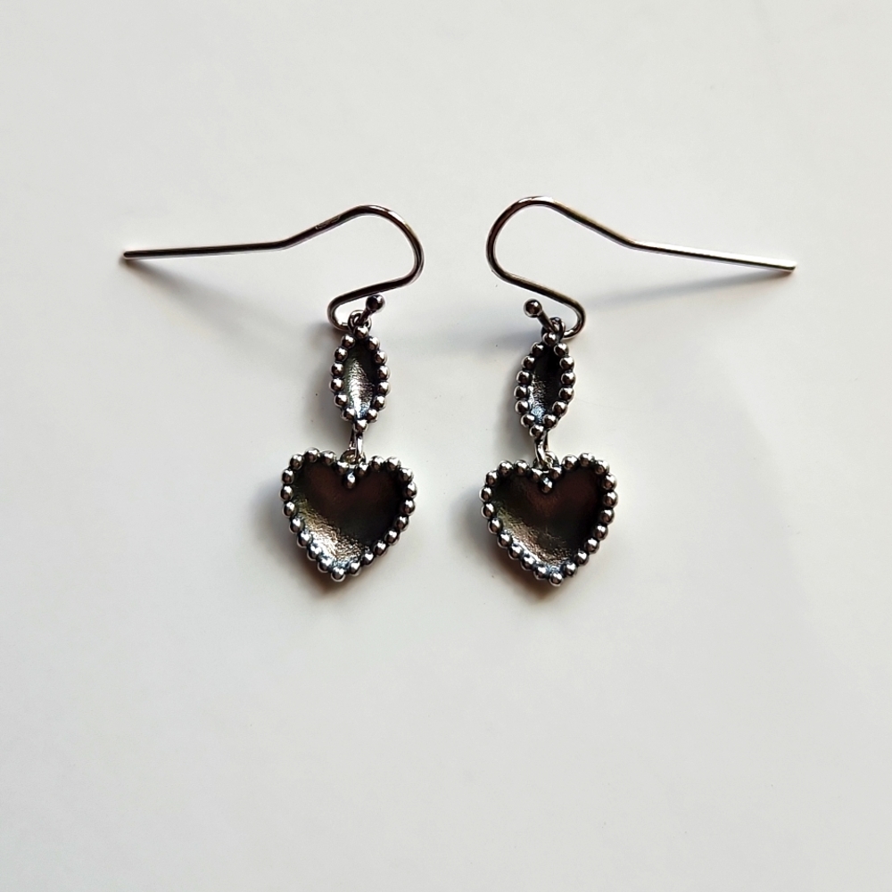 James Avery Retired Beaded Heart dangle earrings